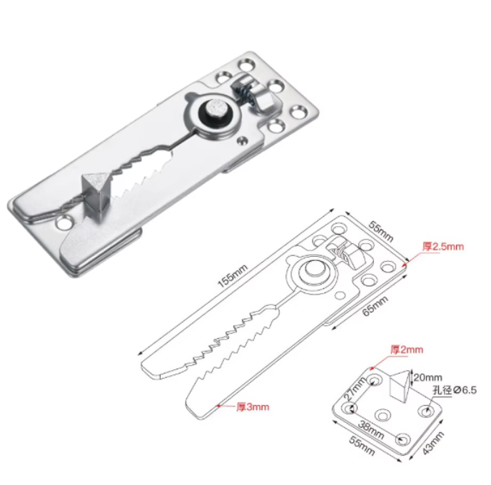 Sectional Connector White Zinc Buckle (Both Sides)